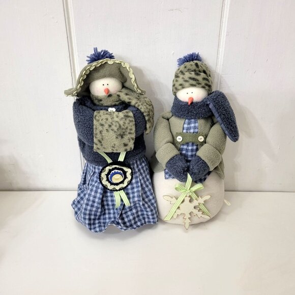Vintage Fabric Snowman Set, Mr. and Mrs. Snowman, Winter Decor - Picture 8 of 8